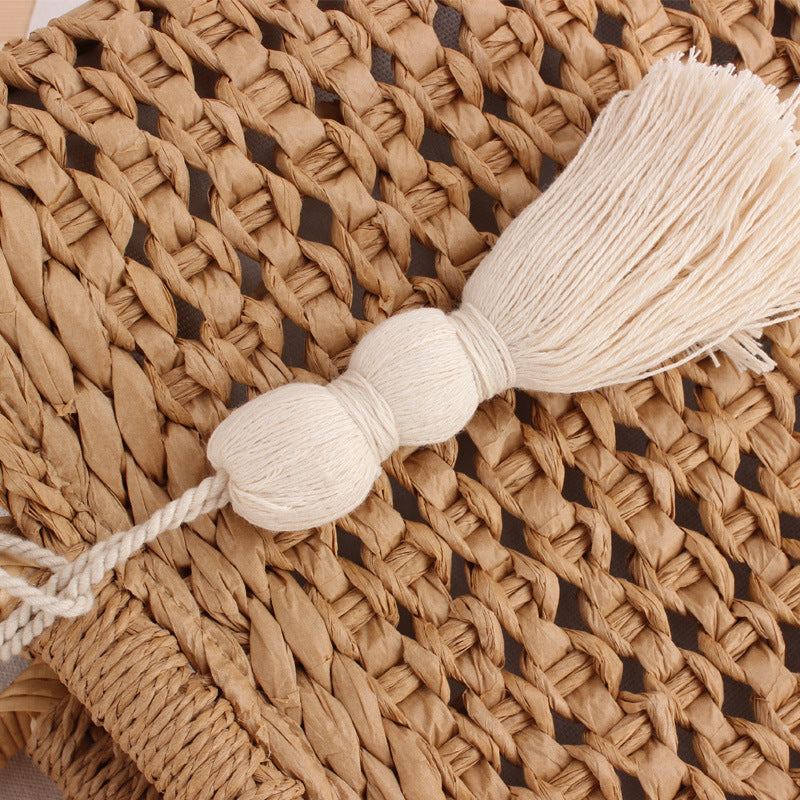 Soft and Stylish Straw Shoulder Bag with Removable Tassel Detail Stornfield