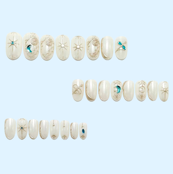Artificial nails with noble glitter accents and symbol motif Stornfield