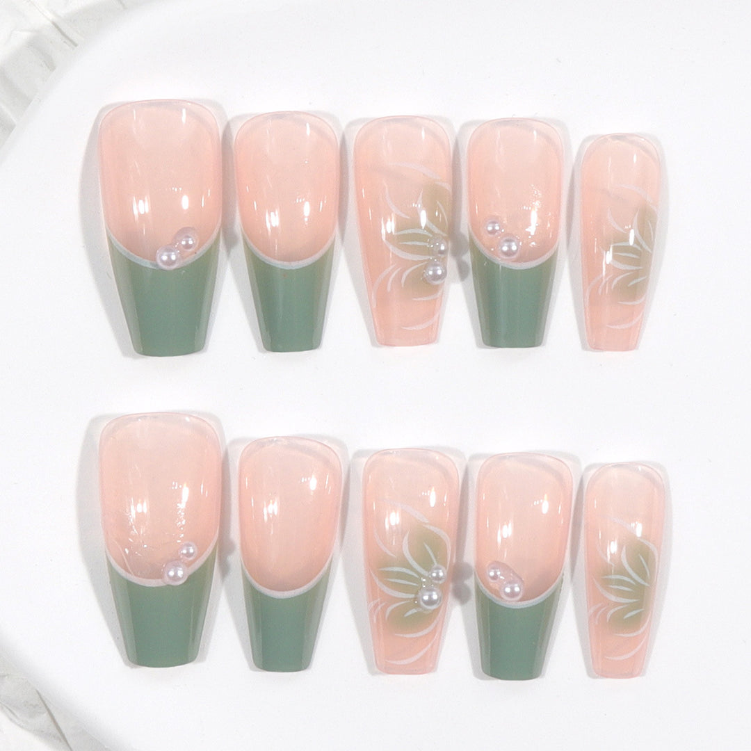 Floral-Design Acrylic Press-On Nails Stornfield
