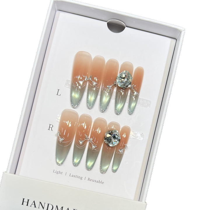 Elegant Stiletto Press-On Nail Art Set with Jewel Accents Stornfield