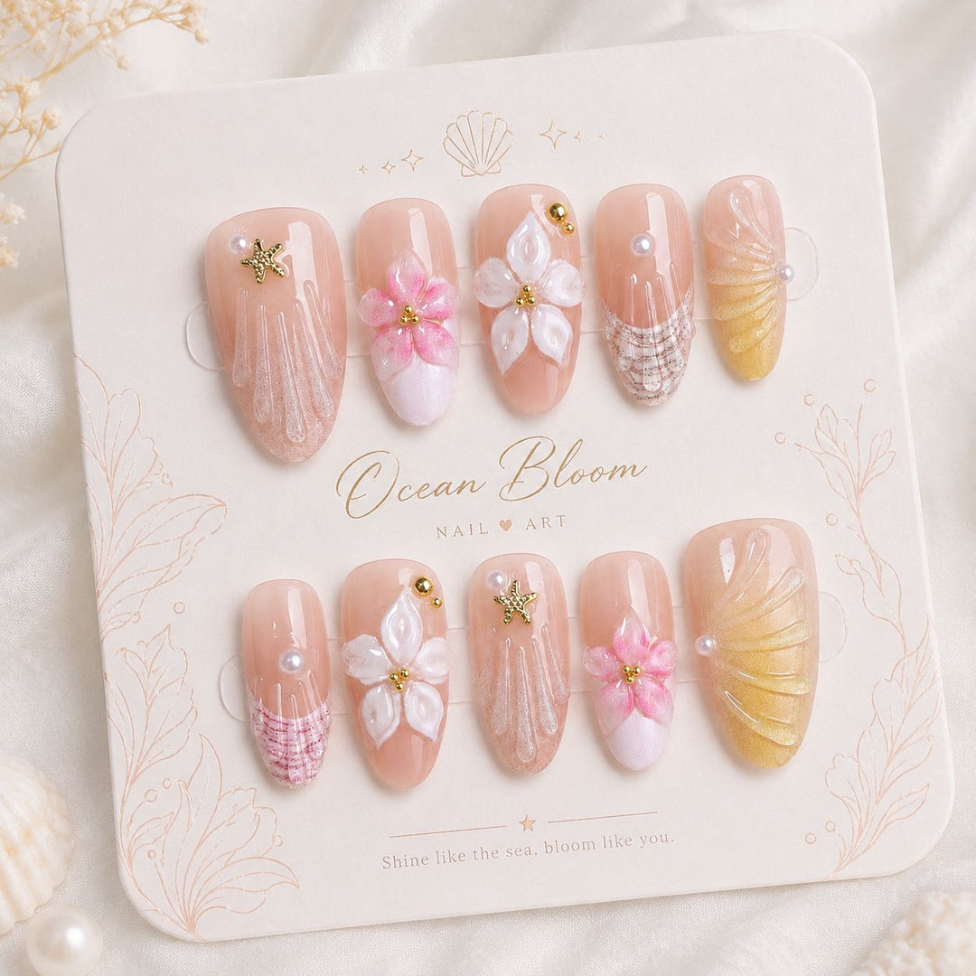 Premium Artifical Nails with Floral Designs Stornfield