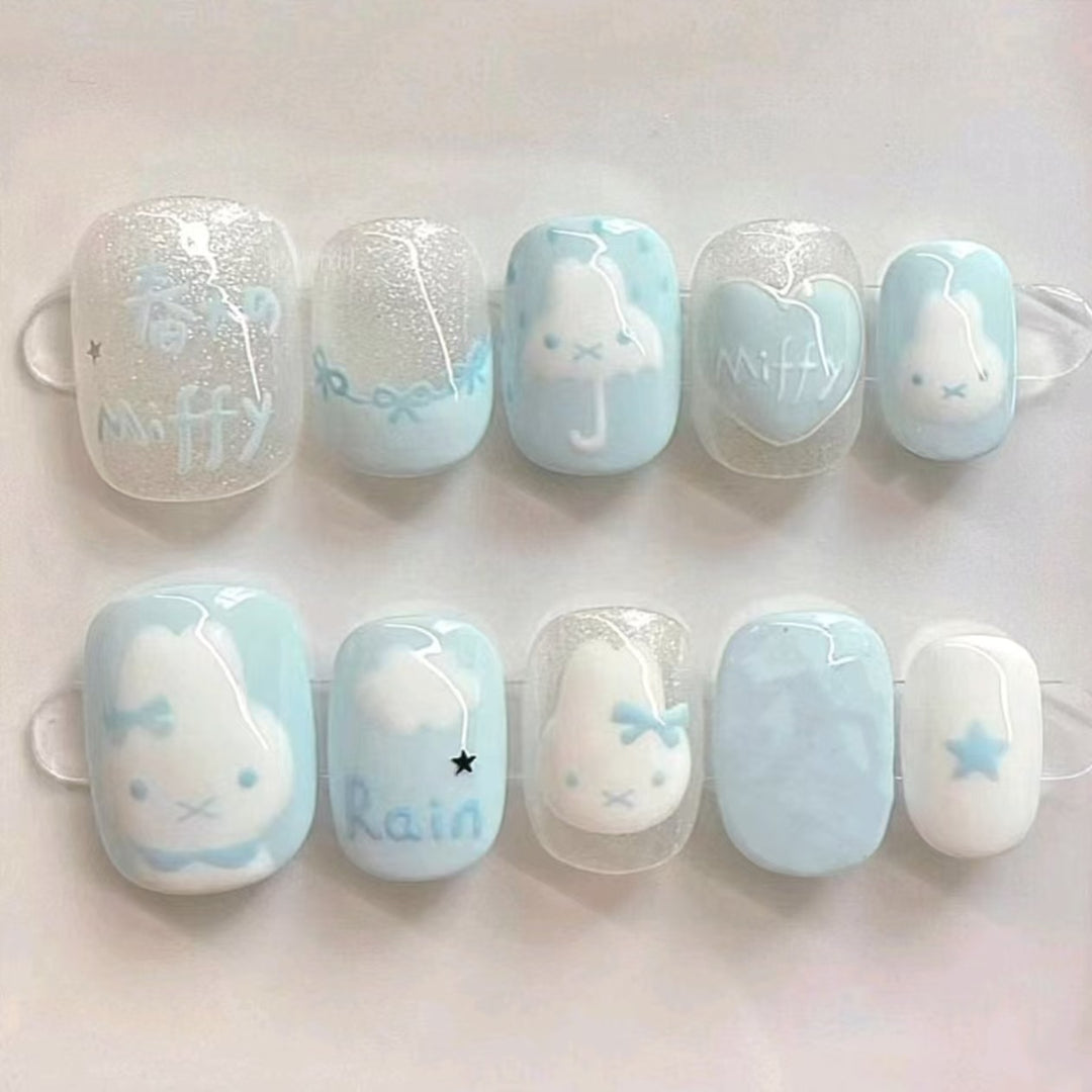 Whimsical Character Press-On Nail Art Set Stornfield