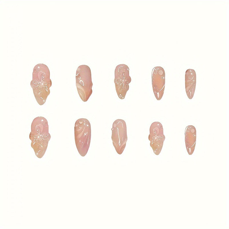 Floral-Themed Press-On Nail Art Stornfield