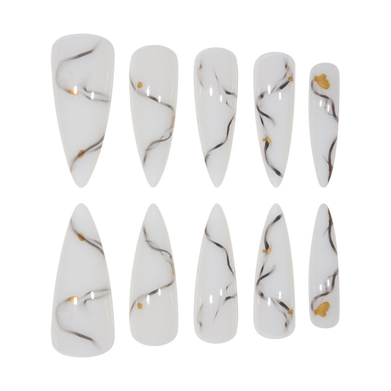 Marbled Design Elegant Stiletto Press-On Nails Stornfield