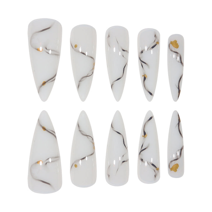 Marbled Design Elegant Stiletto Press-On Nails Stornfield