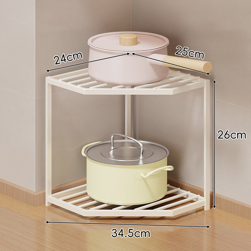 Corner Three-Tier Hexagonal Metal Mesh Kitchen Pot and Pan Organizer Rack