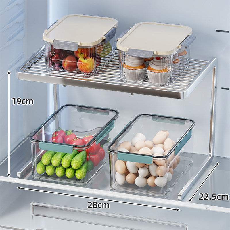 Compact Refrigerator Shelf Riser Organizer with Slatted Upper Shelf
