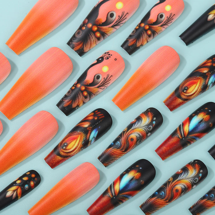 Creative Nail Art Set with Colorful Feather Designs Stornfield