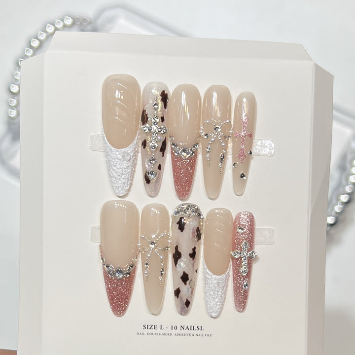 Decorative Long Stiletto Press-On Nail Set