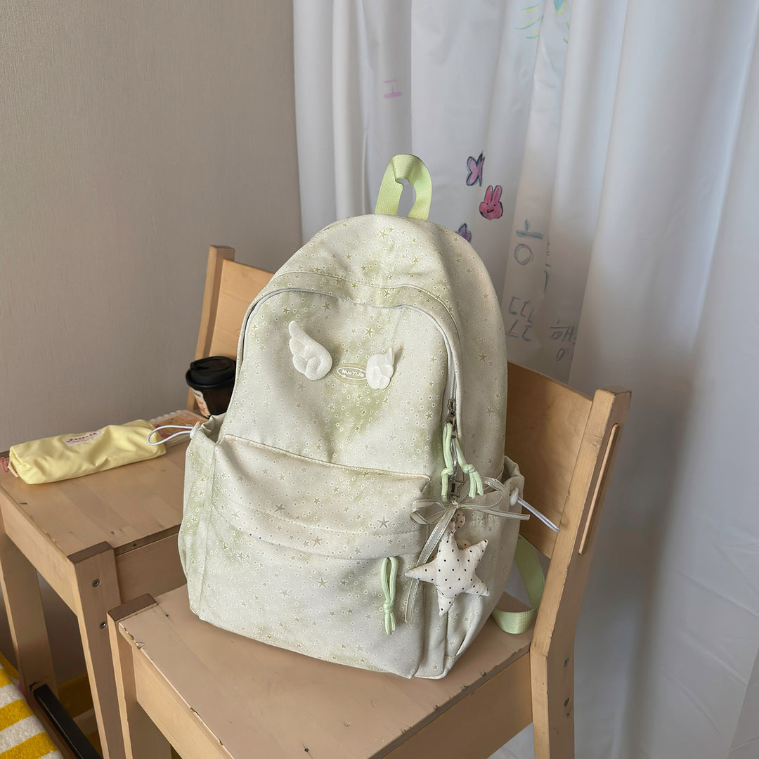 Functional Backpack with Decorative Wing Accents Stornfield