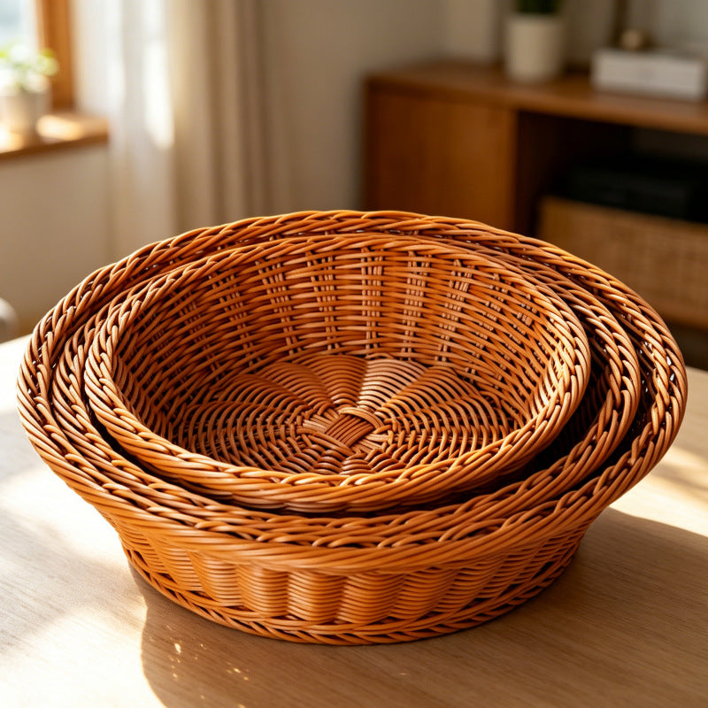 Round Decorative Woven Fruit Serving Basket Stornfield