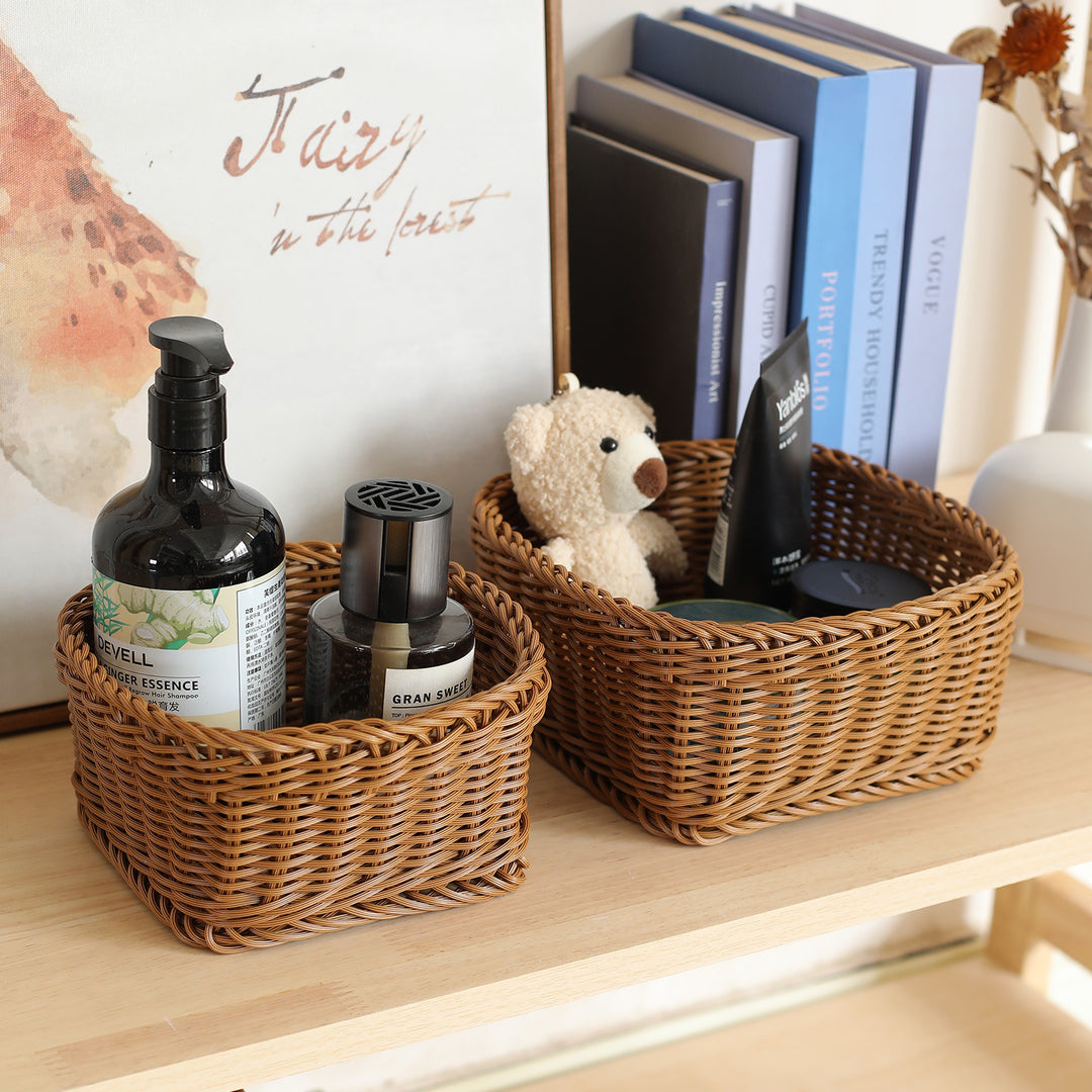 Unisex Rectangular Storage Basket with Sturdy Woven Stornfield