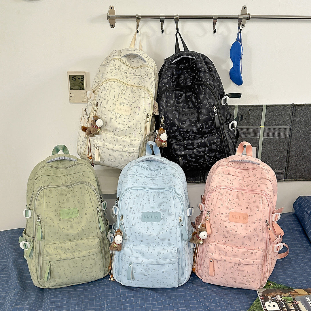Stylish Multi-Pocket Star-Embellished Backpack Stornfield