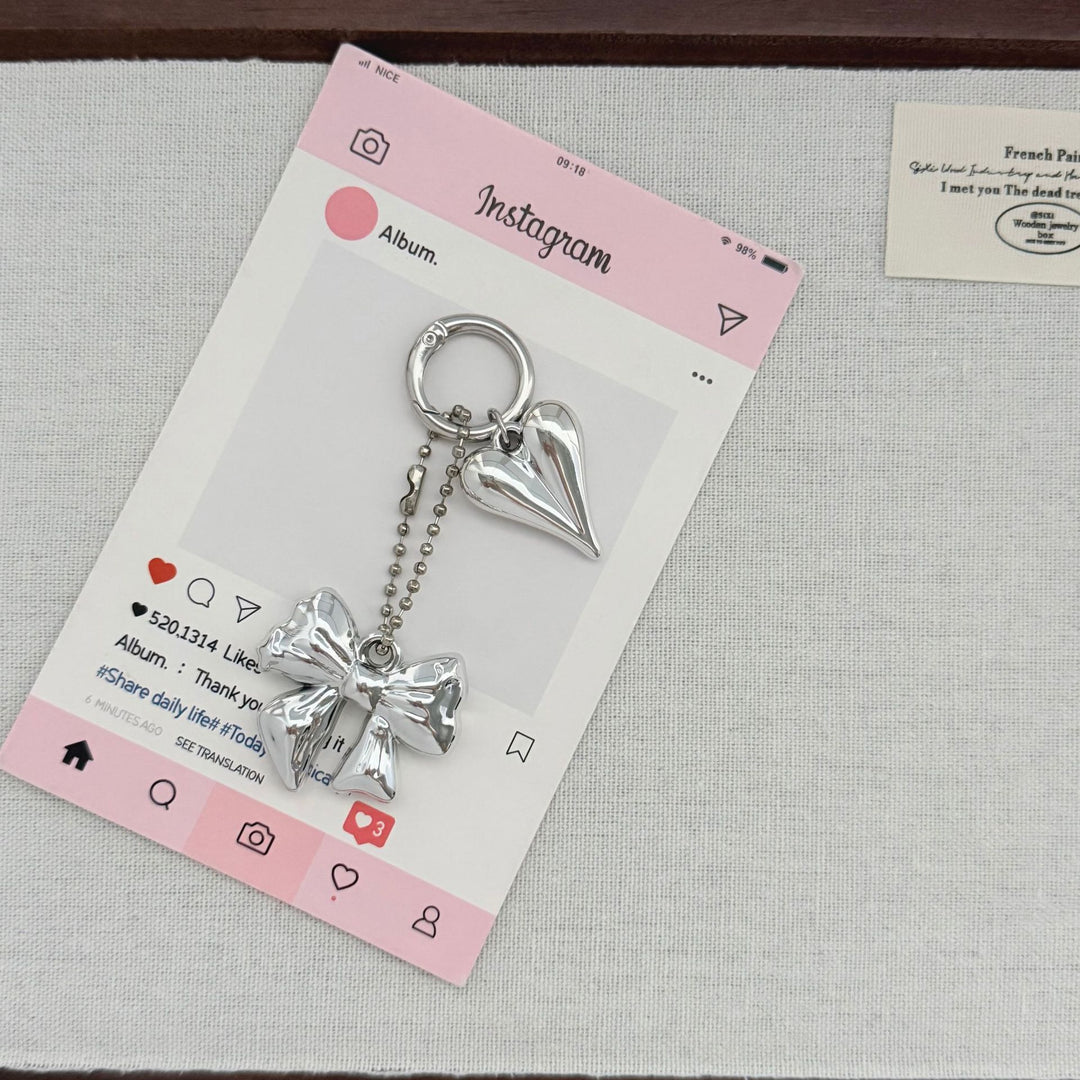 Heart-Shaped Charm Keychain with Bow Stornfield