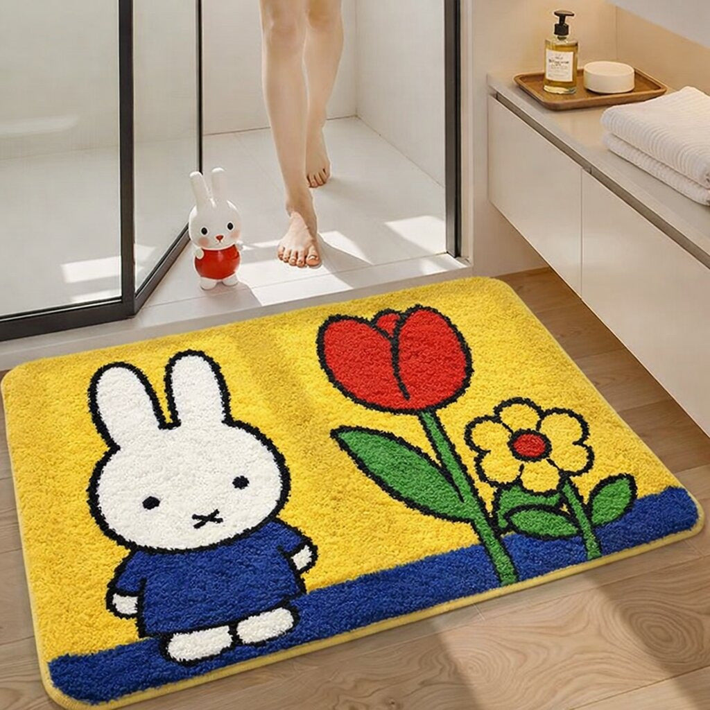 Playful Cartoon Bunny Bath Mat Stornfield