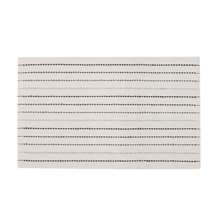 Flat striped carpet runner made of cotton blend with anti-slip coating and easy-care woven structure