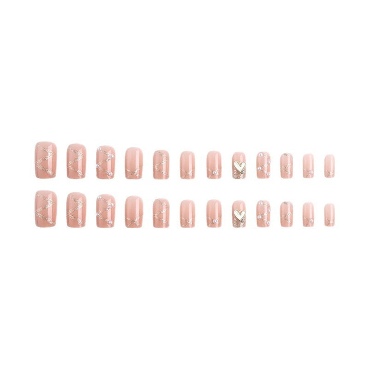 Artificial nail set with elegant pearl and glitter accents Stornfield