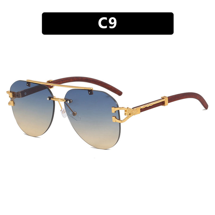 Ladies fashionable pilot sunglasses with luxurious metal accents and wood details Stornfield