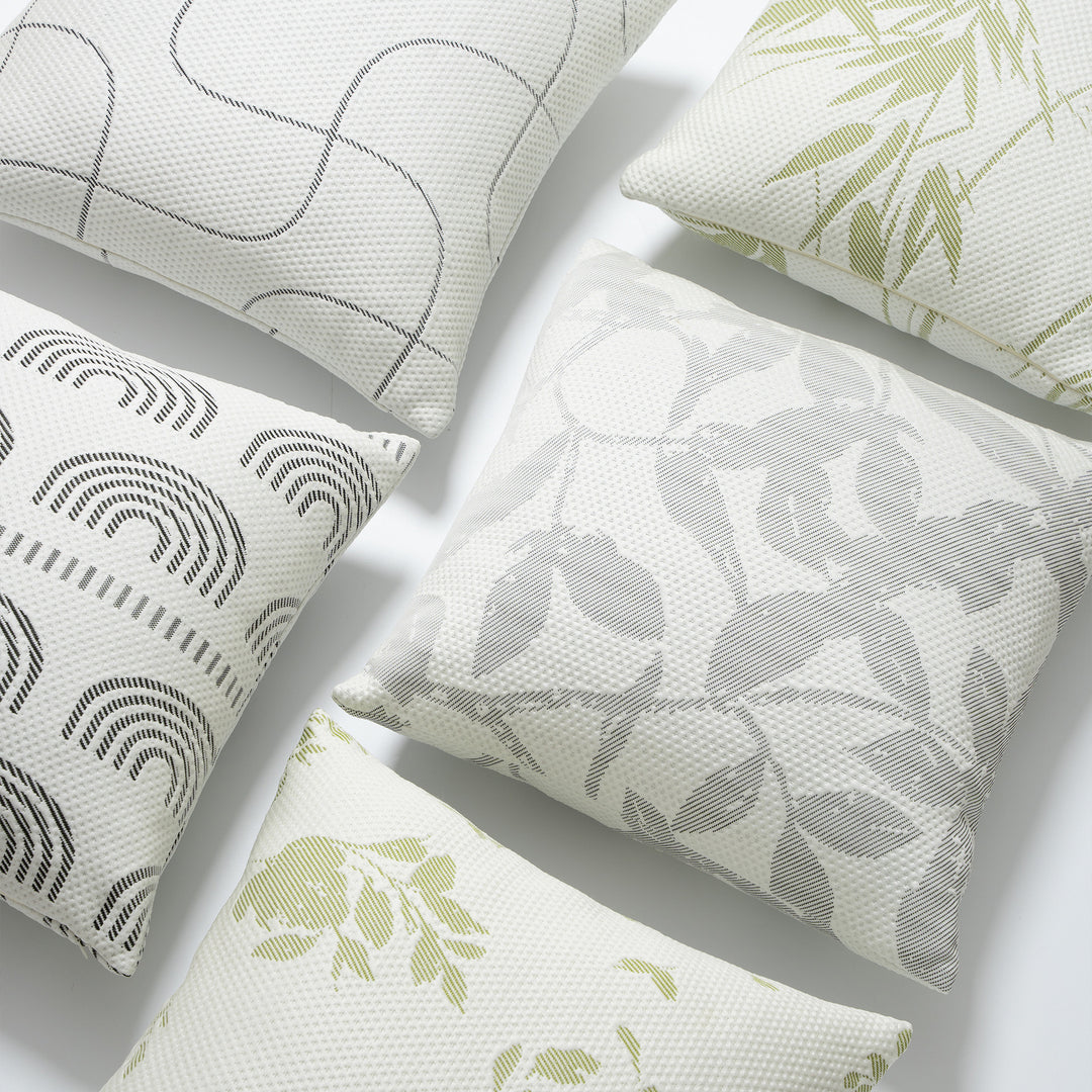 Jacquard pillowcase with textured waffle weave and delicate leaf pattern Stornfield