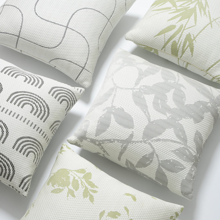 Jacquard pillowcase with textured waffle weave and delicate leaf pattern Stornfield
