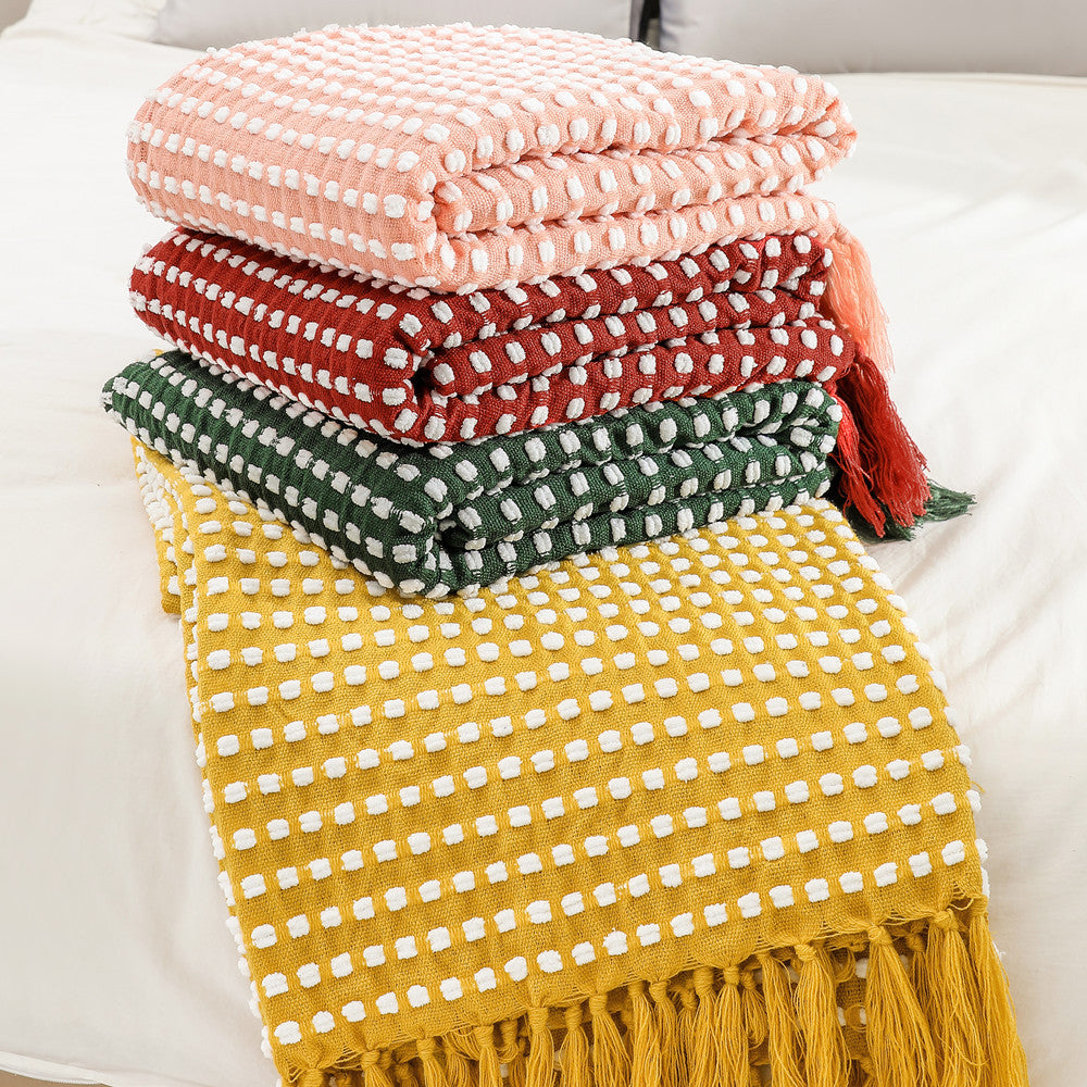 Women's Structured Throw Blanket with Fringes Stornfield