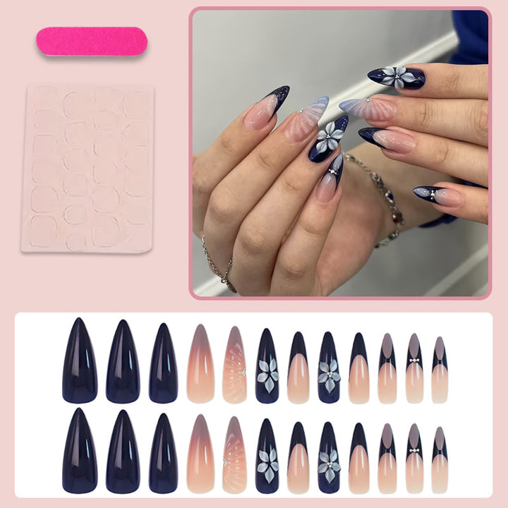 Artificial nail set with elegant floral and ombre designs Stornfield