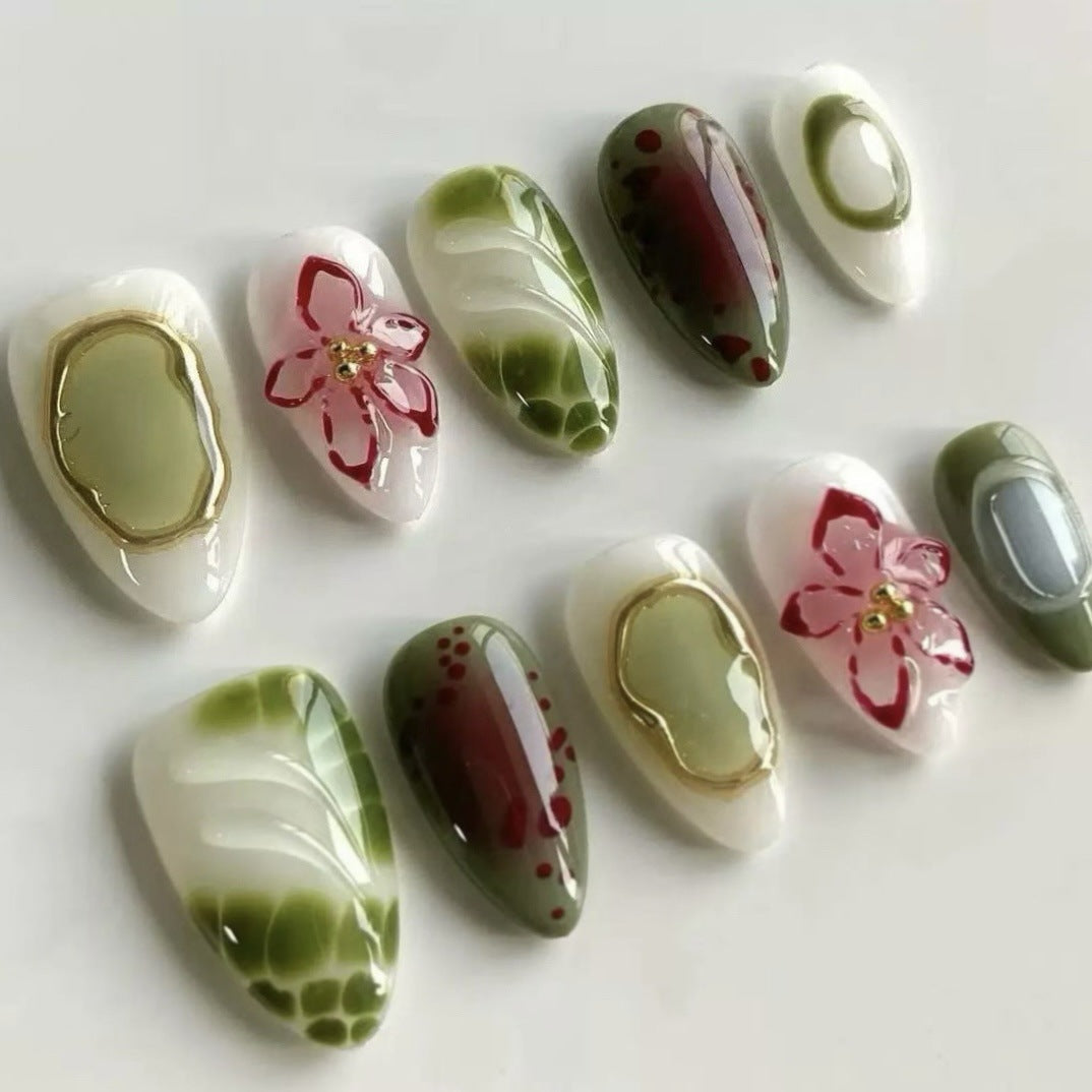 Artistic Floral Press-On Nail Design Set