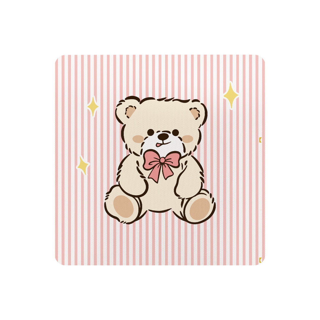 Plush Ergonomic Chair Seat Cushion Pad with Non-Slip Backing and Cute Teddy Illustration