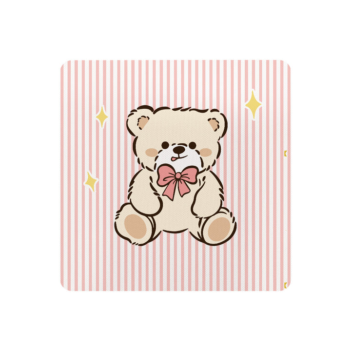 Plush Ergonomic Chair Seat Cushion Pad with Non-Slip Backing and Cute Teddy Illustration