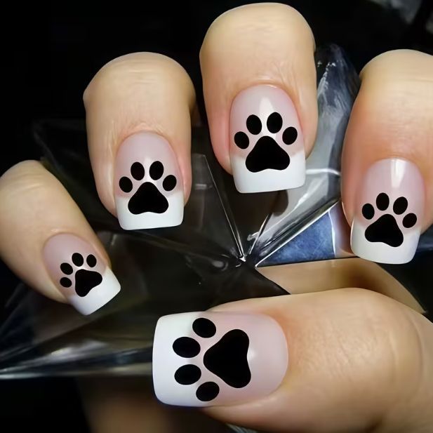Artistic Paw Print Acrylic Nail Art Extensions Stornfield