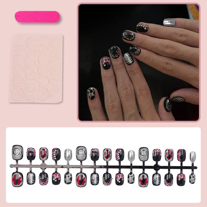 Artificial nail set with creative patterns and glamorous details Stornfield