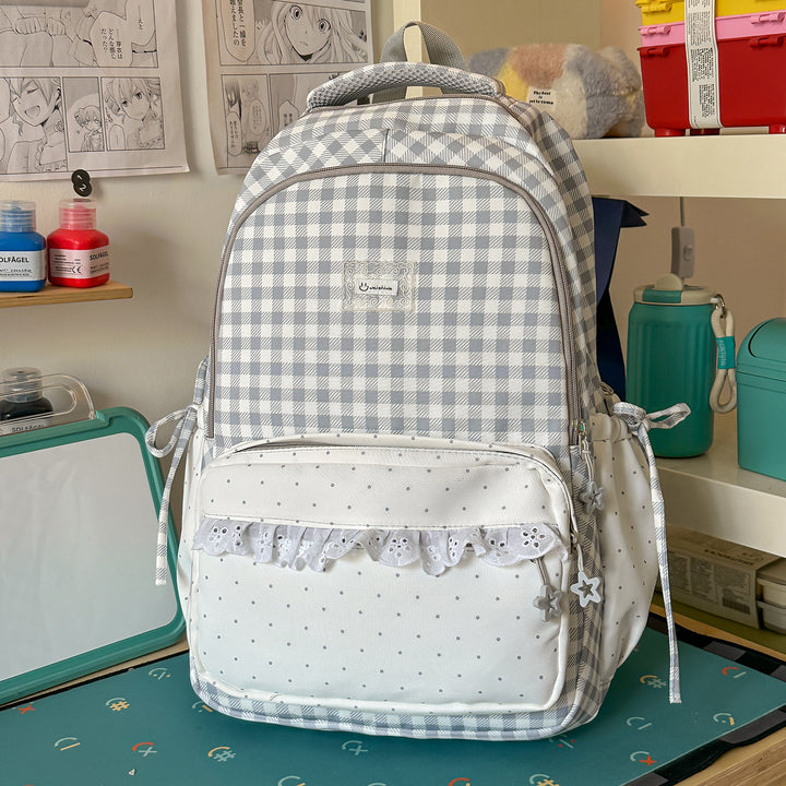 Playful Gingham Patterned School Backpack Stornfield