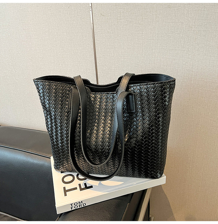 Woven Leather Shoulder Tote Bag Stornfield
