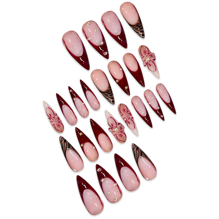 Artistic Floral Stiletto Press-On Nail Art Stornfield