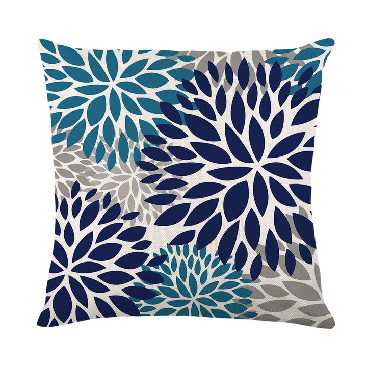 Artistic Daisy Print Linen Throw Pillow