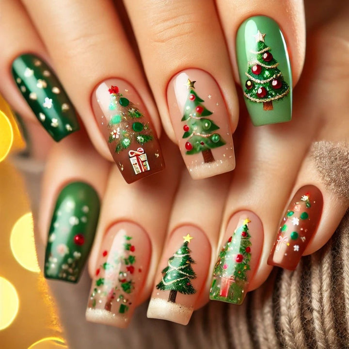 Artificial nails in festive Christmas design Stornfield