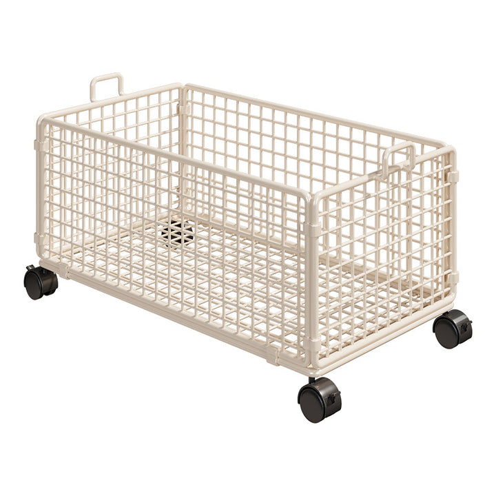 Under-Cabinet Low-Profile Rolling Mesh Storage Crate with Four Swivel Locking Casters
