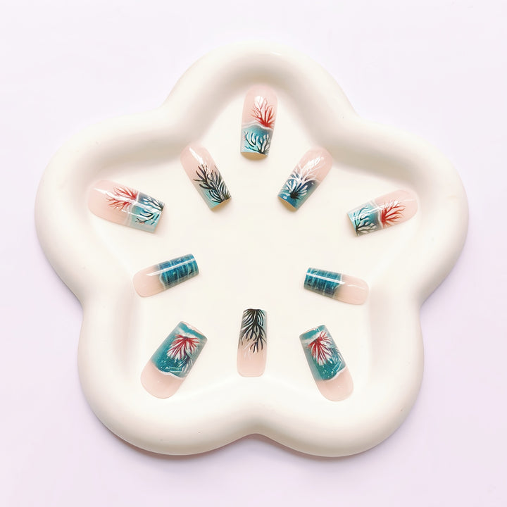 Artificial Nails in Stylish Coral Design Stornfield
