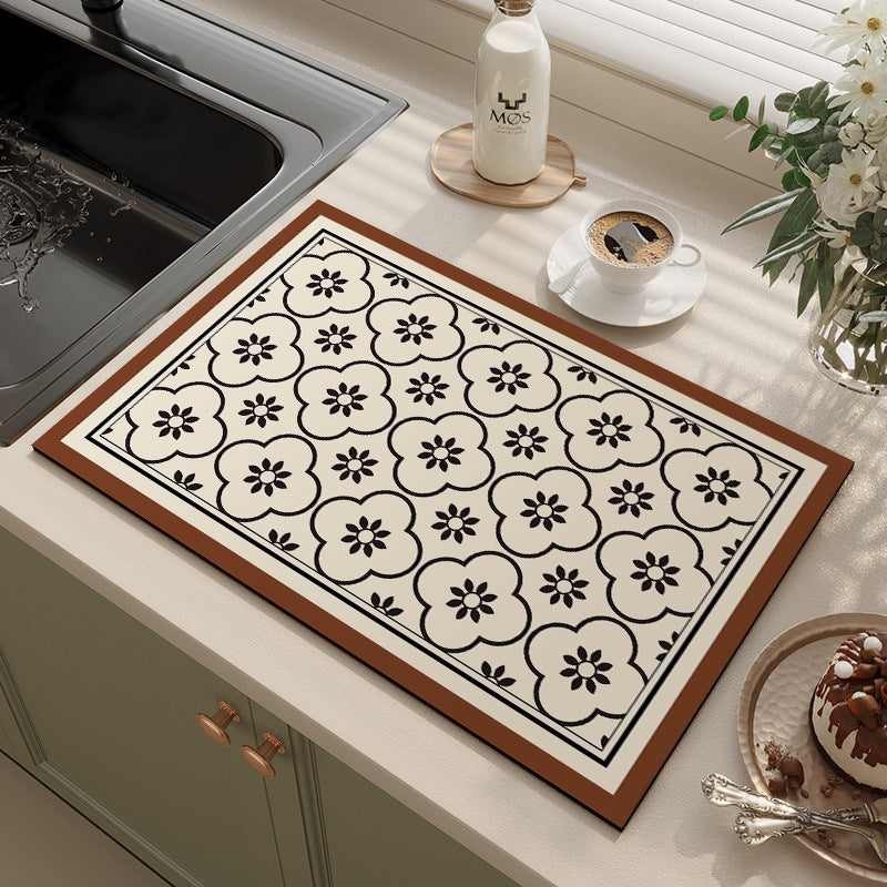 Elegant Floral Kitchen Mat