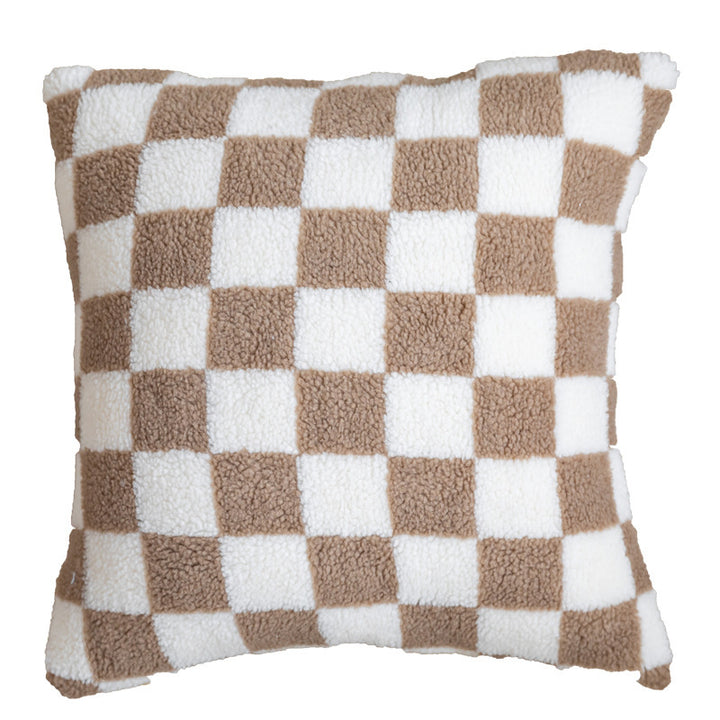 Plush Checkered Sherpa Accent Pillow Cushion