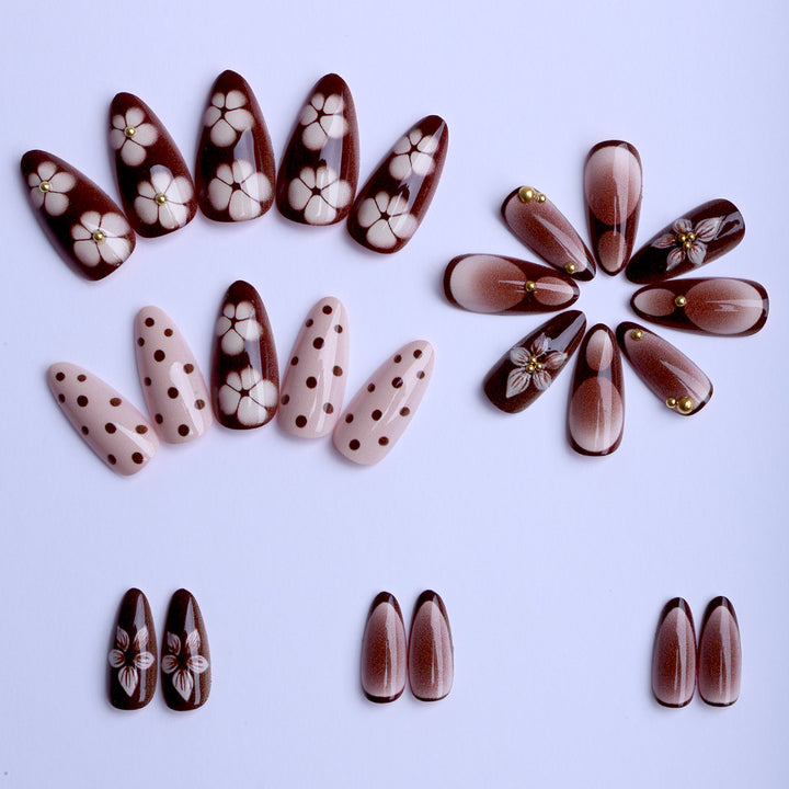 Artistic Fingernails in Elegant Design with 3D Flower Accents Stornfield