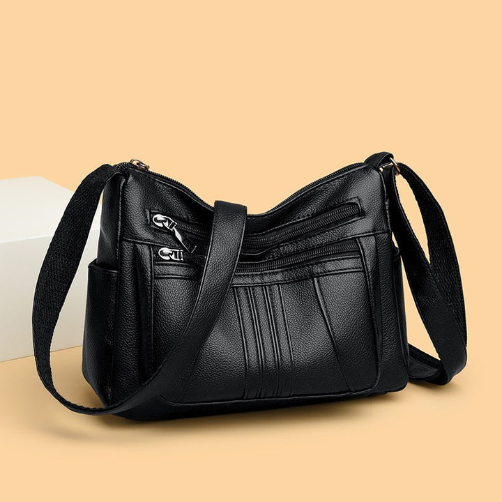 Functional Faux Leather Shoulder Bag