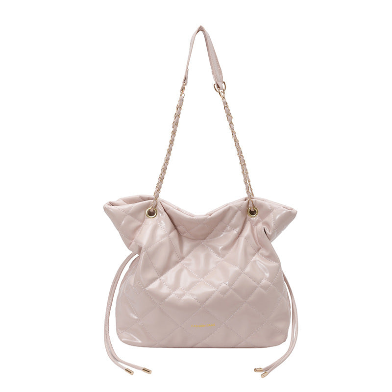 Quilted Patent Leather Slouchy Tote Bag