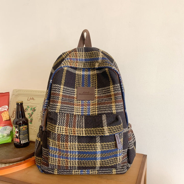 Cozy Plaid Patterned School Backpack Stornfield