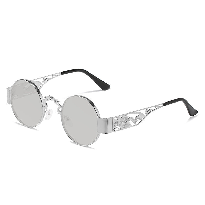 Women's artistic round sunglasses with elegant filigree frame Stornfield