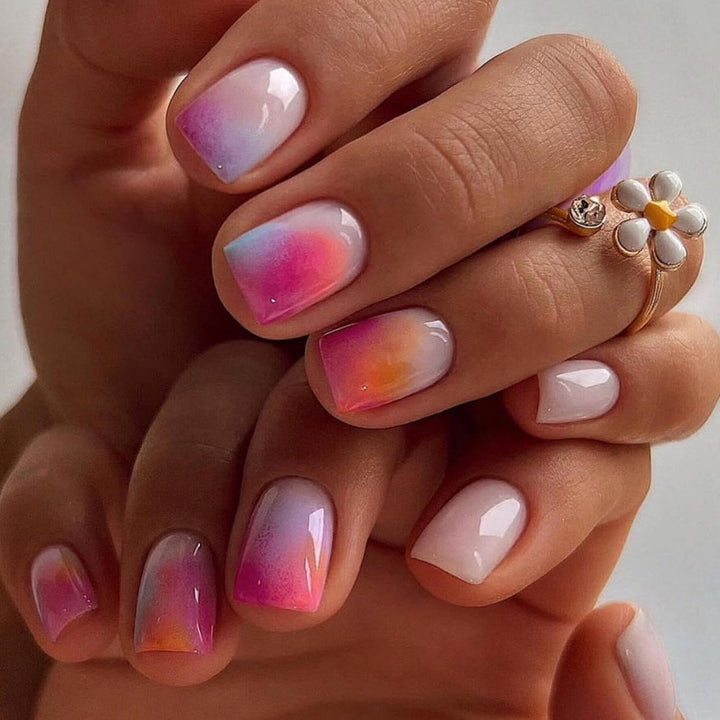 Artificial nail set with elegant gradient and glittering accents Stornfield