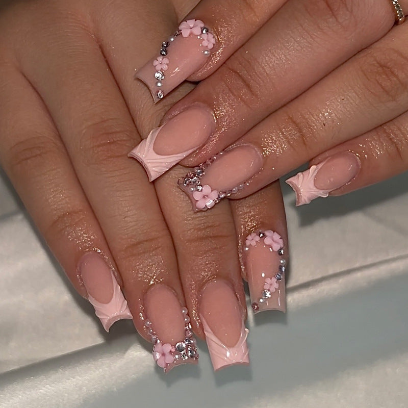 Elegant Floral Acrylic Press-On Nail Set Stornfield