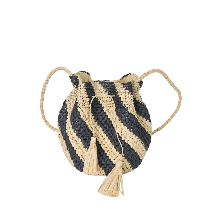 Braided Tote Bag with Tassels and Striped Design Stornfield