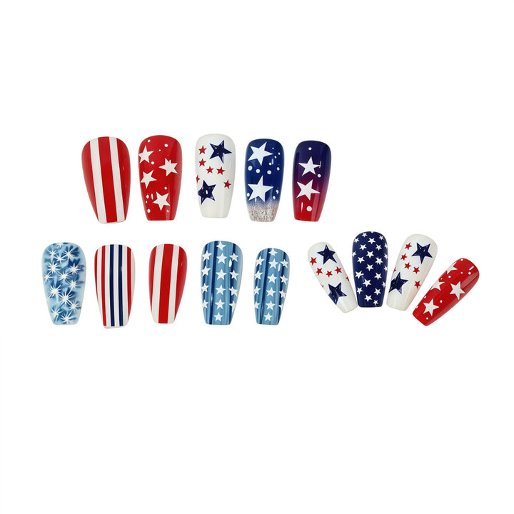 Artificial nails with patriotic star and stripe design Stornfield