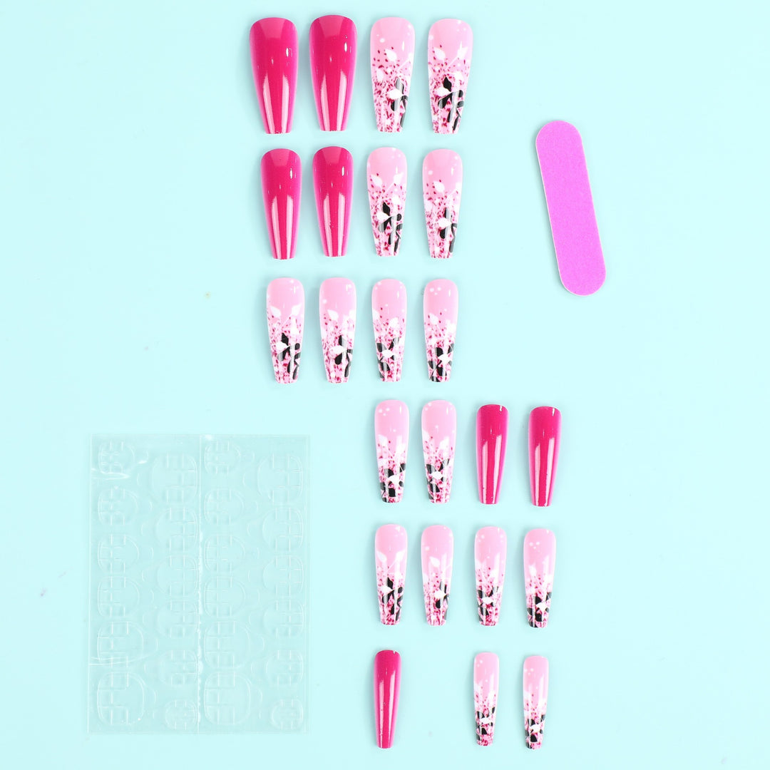 Artificial nails with floral and glittering accent Stornfield